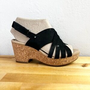 Black Cork Wedge Sandal - Women's Fashion Sandal